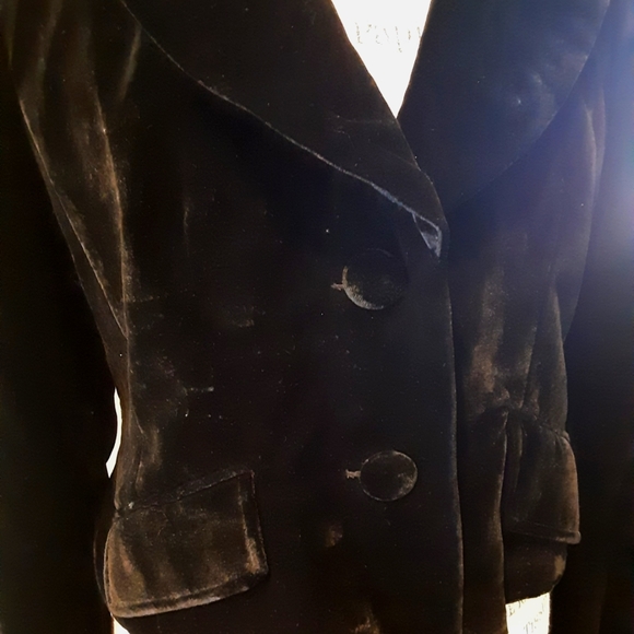 MARIO SERRANI BLACK VELVET FITTED JACKET - Picture 5 of 9